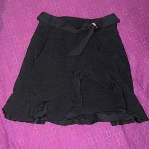 Sandro Amy belted ruffled slub woven mini skirt